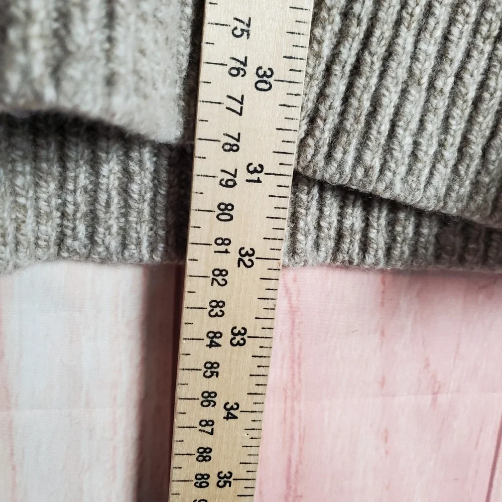 L.L. Bean Mens‎ Sweater 2XL Tall Tan Knitted Henley Neck Lambswool 285175